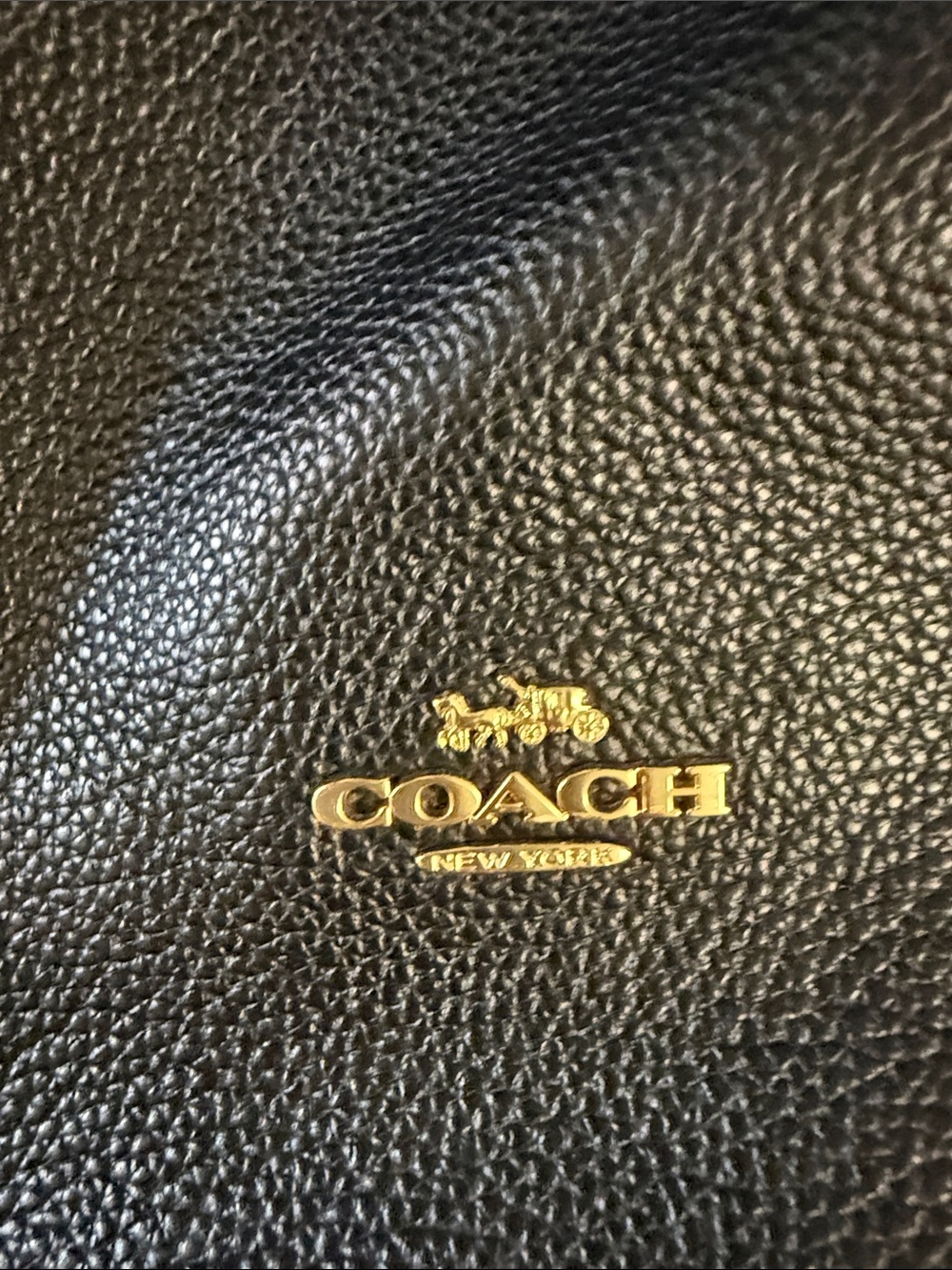 Coach Edie Black Pebbled Leather Shoulder Tote with Gold Hardware MSRP $374 - Picture 2 of 10